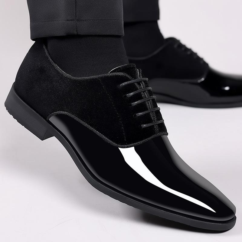 

Men s shoes new patent leather glossy pointed men s formal business leather shoes men s large size British versatile shoes men s 39