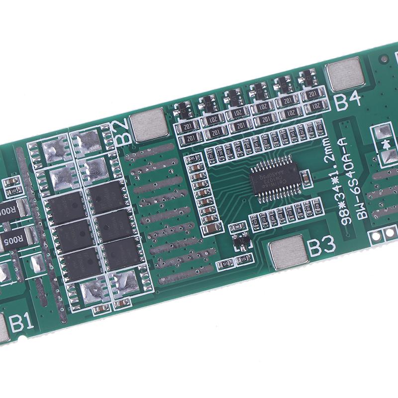 6S 10A 20A 40A 24V 18650 Li-Ion Lithium Battery Protect Board Solar Lighting Bms Pcb With Balanced Power Tool For Ebike Scooter