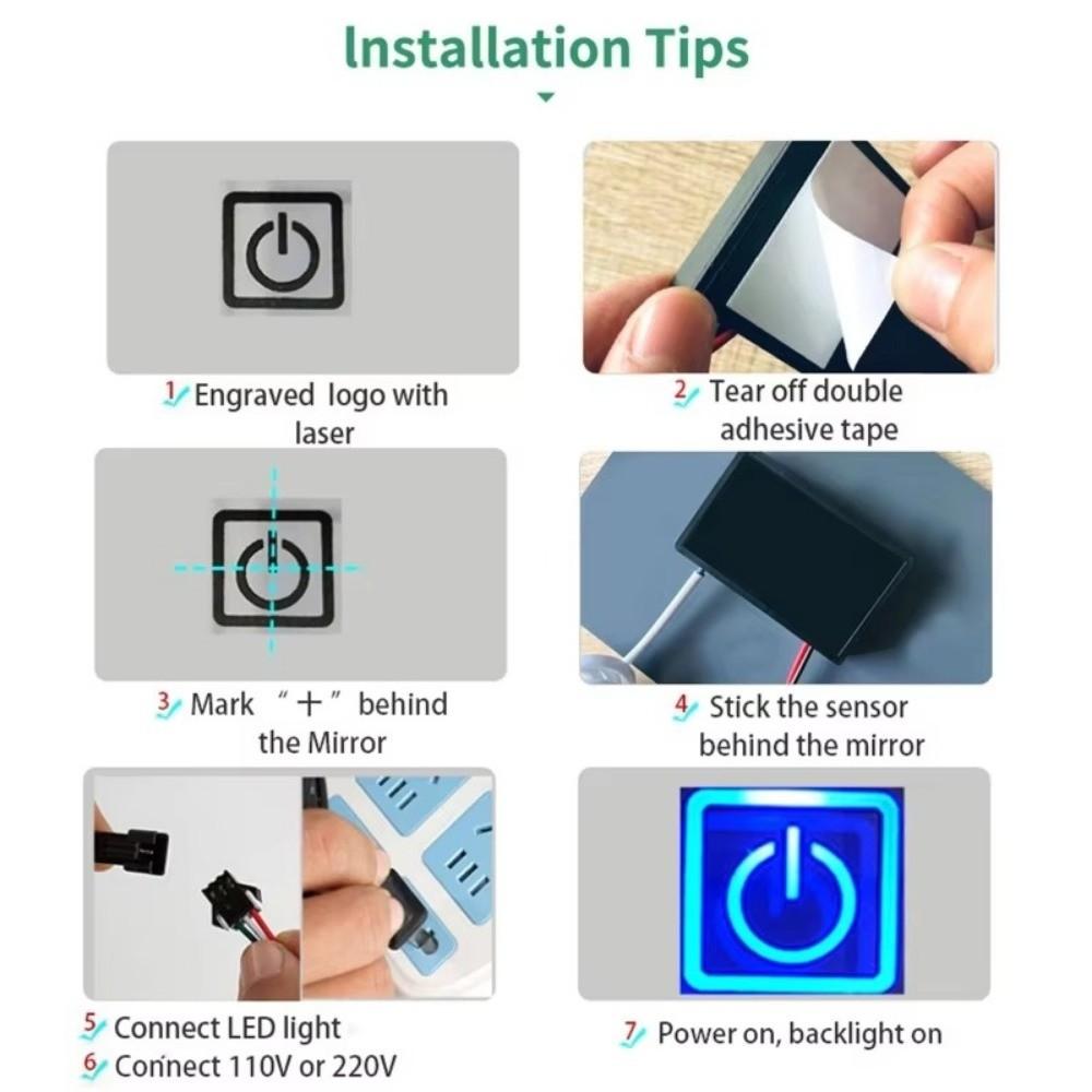 New 12V 1A Touch Switch Monochrome Bathroom Mirror Switch Touch Sensor Double Color Capacitance Sensor Module Switch Accessories