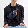 Coach Navy Denim Signature Canvas Belt Bag Fanny Pack With Leather Trim & Silver Hardware For Daily Use & Travel