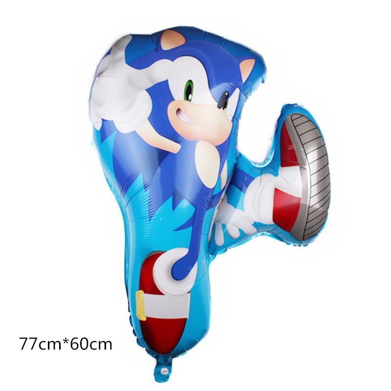 New Cartoon Sonic Balloon Blue Glitter Hedgehog Action Figure Toy Anime Baby Shower Birthday Party Decoration Supplies Kids Toy