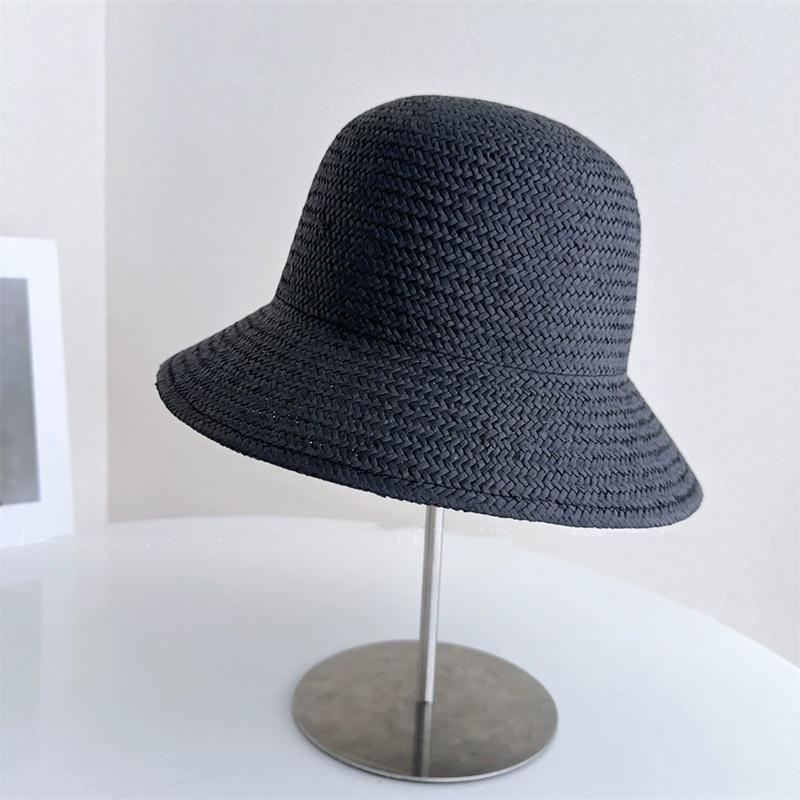 202605-yaan Ins Chic Summer Lightweight Breathab Paper Grass Holiday Street Leisure Solid Bucket Cap Men Women Fishermen Hat