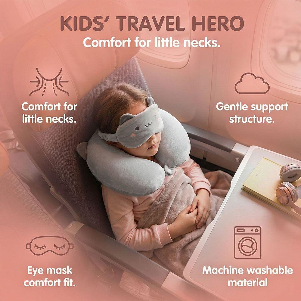 Support U-shaped Pillow Comfortable Neck Support Pillow Cartoon Animals Eye Mask  Office Nap