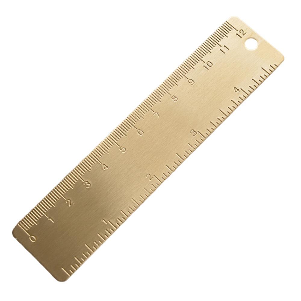 1mm Thicken Straight Ruler Brass Bookmark Ruler Multifunction Scale Ruler  School Office
