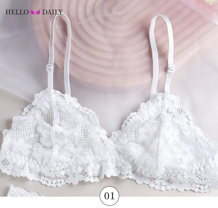 Women Bra Set Sexy Transparent Lingerie Set Underwear Wire-free Low Waist Soft Comfort Ultra-Thin Brassiere Thong