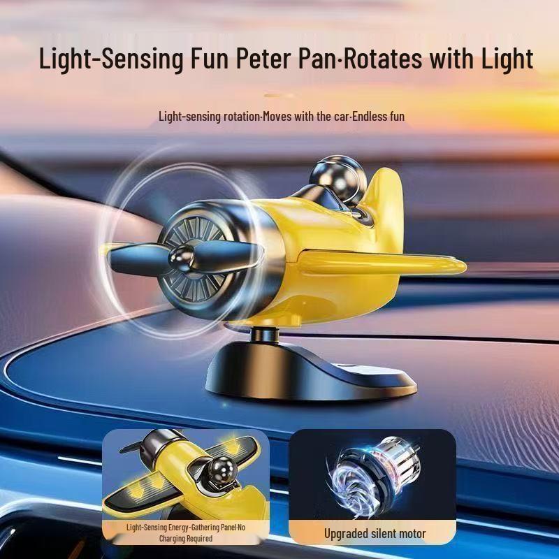 Solar-Powered Rotating Airplane Dashboard Ornament
