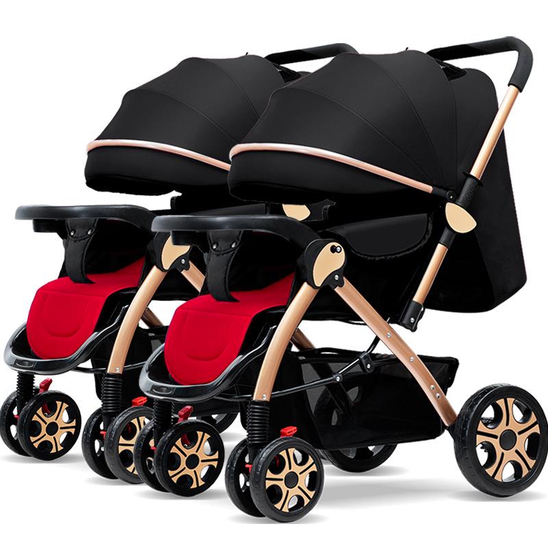 Lekki Wózek Bliźniaczy: Składane, Opcja siedzenia i leżenia dla dzieci