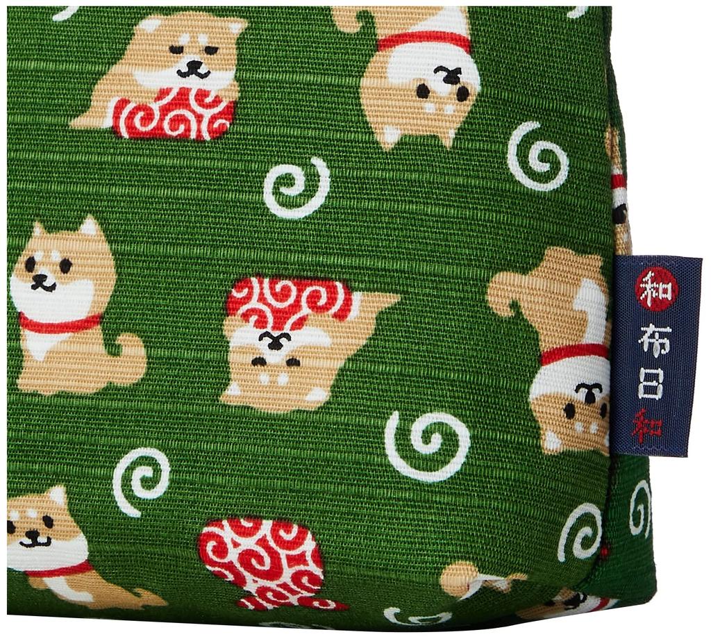Maeda Senko Wafubiyori Errand Bottom 117648 Mameshiba's Pouch, Green,