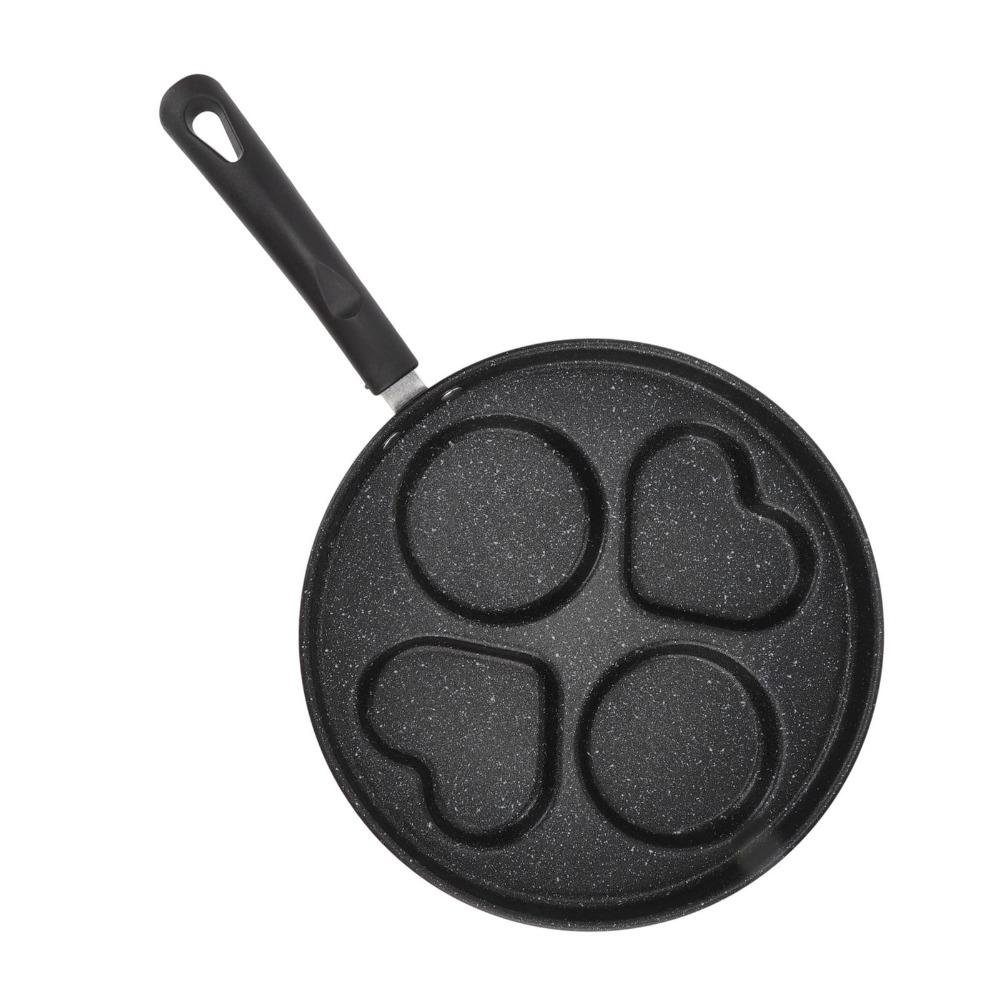 Aluminum Alloy Egg Frying Pan Black Breakfast Cooker Pan Durable Frying Pan Pancake Bacon Burger
