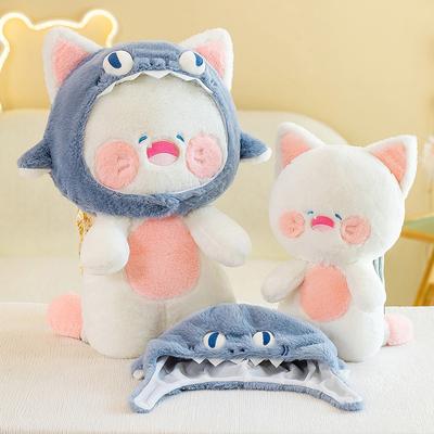 Cute Shark Cat Doll Plush Toy Cat Cuddling Doll Girl Doll Sleeping Throw Pillow Children's Birthday Gift