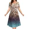 Fashionable and elegant women's dress short sleeved O-neck casual vacation party dress 3D printed A-line dress