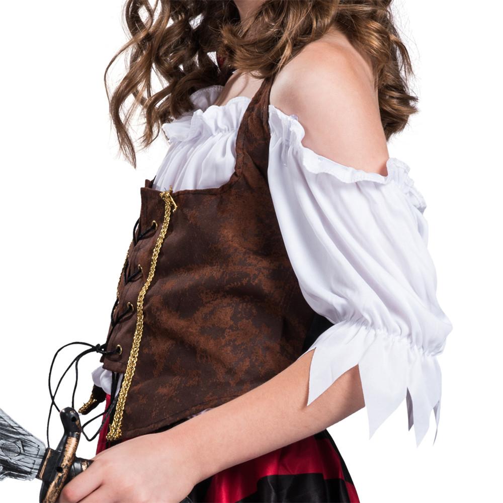 Kinder Mädchen Piraten Schönheit Freibeuter Matey Gestreiftes Kostüm Fluch der Karibik Kostüm Halloween Cosplay Party Outfit