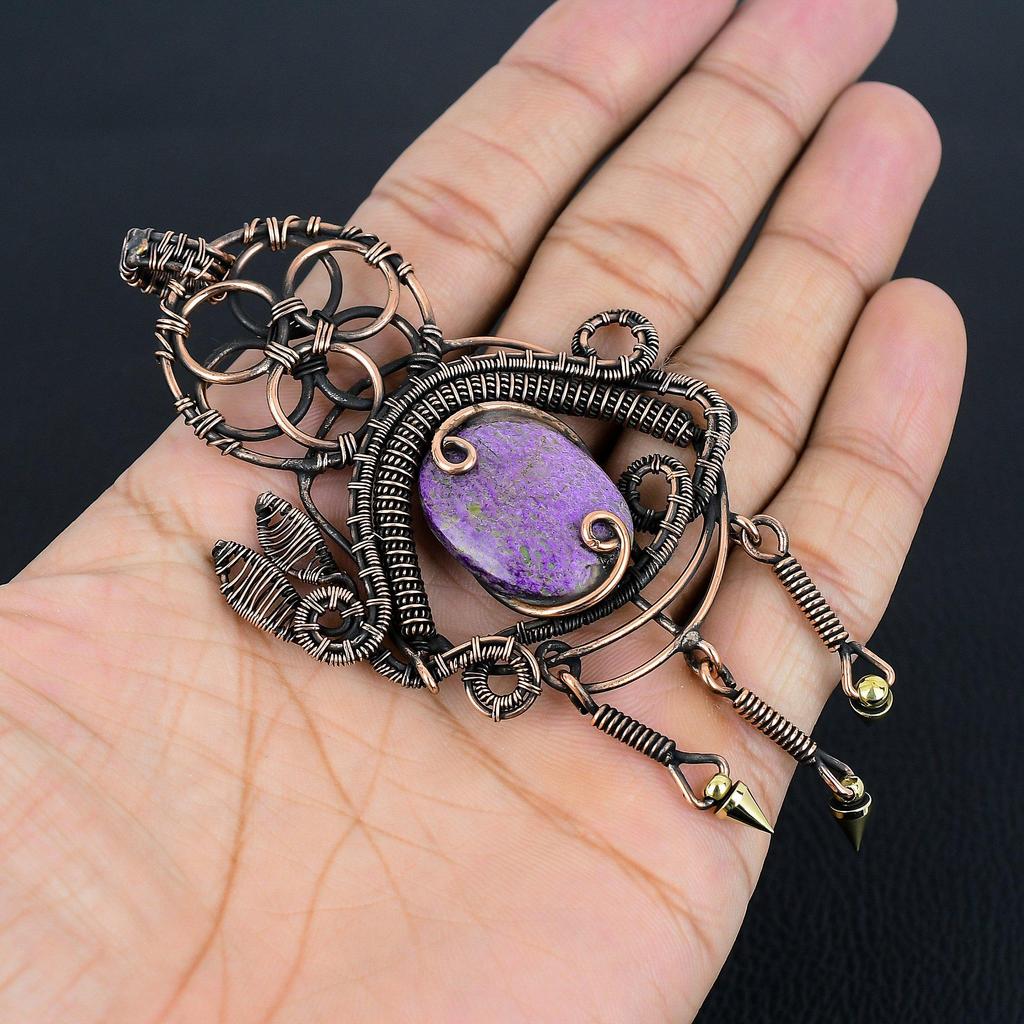 Purpurite Jewelry, 999 Copper Wire Wrapped Pendant Handmade Gemstone Jewelry, Gifts For Wife Brand New Pendant