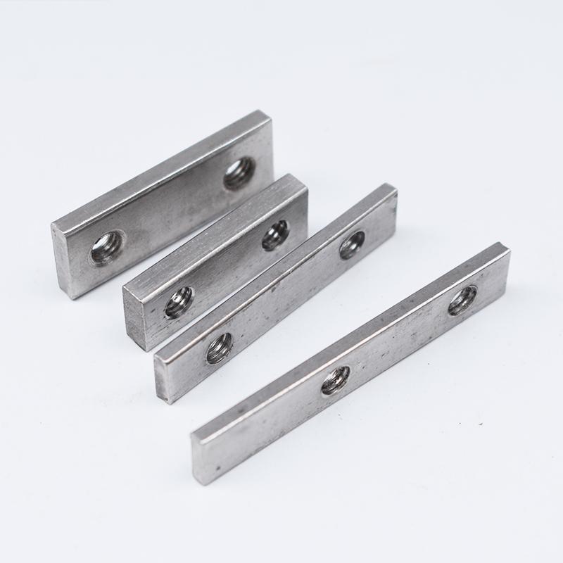 304 Stainless Steel Multi-hole Rectangular Nut for Aluminum Profiles, Square Double Hole, Available In Sizes M4, M5, M6