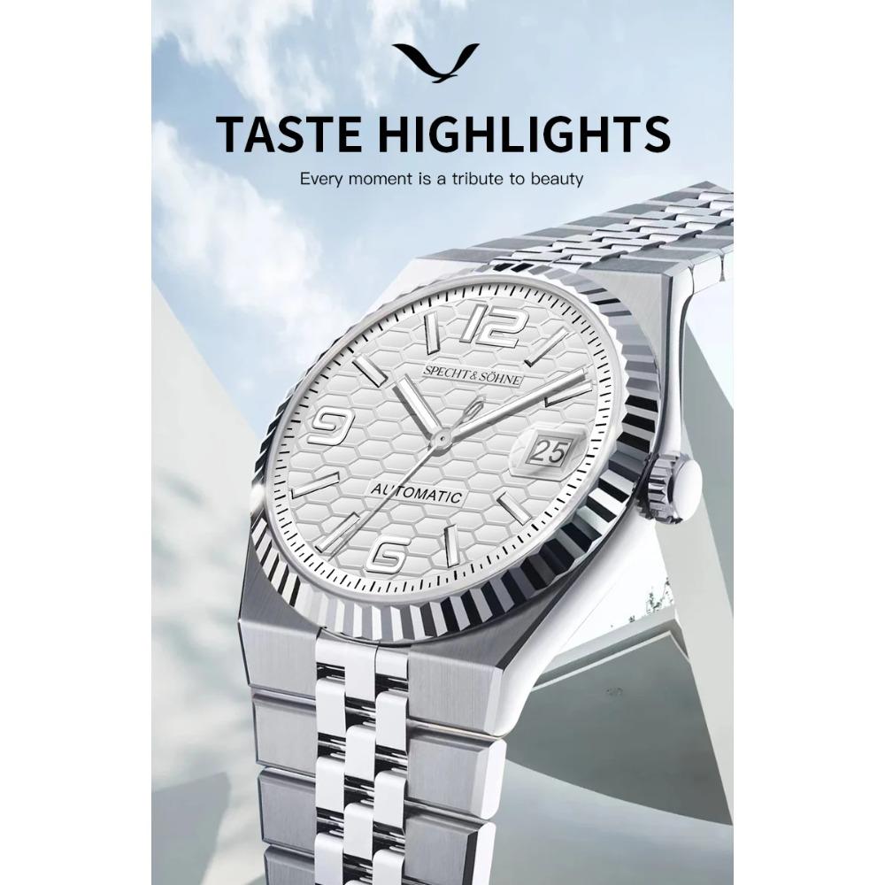Specht & Söhne New Mens Watches Miyota 8215 Automatic Mechanical Wristwatches Stainless Steel Watch Relogio Masculino 37MM
