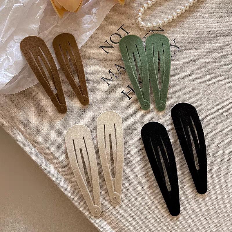 2pc Classic 7cm Color Simple Retro Velvet Solid BB Hair Side Clips Hairpin for Women Girls Hair Accessories Ornament
