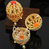 Egg Shape Jewelry Storage Box Inlaid Gem Organizer Exquisite Hollowed-Out Alloy Storage Jar Earrings Ring Dresser Decorative