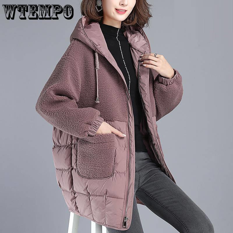 Bavlněné oblečení Dámské Bavlna střední délky Nové zesílené bavlněné oblečení Korejský styl Volný Velký kabát pro maminku z imitace jehněčí vlny