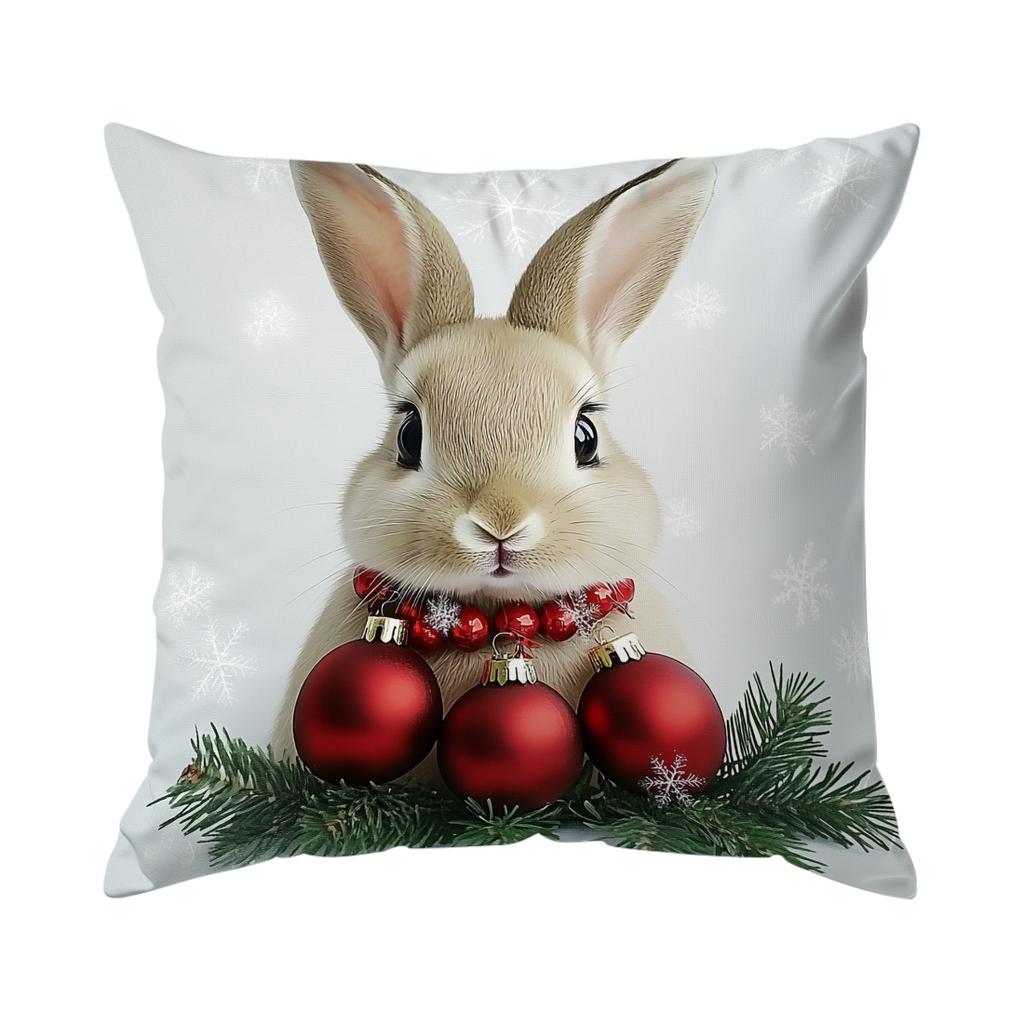45X45Cm Christmas Rabbit Pillowcase Bedroom Sofa Cushion Cover 100% Polyester Living Room Cushion Pillowcase Home Decor
