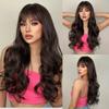 Black Synthetic Wig with Middle-Parted Long Hair and Big Waves for Party or Daily Use. High-Temperature Synthetic Hair Cap.
