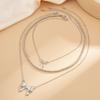 3Pcs/Set Imitation Pearl Sweet Romantic Necklace Bowknot Pendant for Women Chain Bridal Jewelry Gift