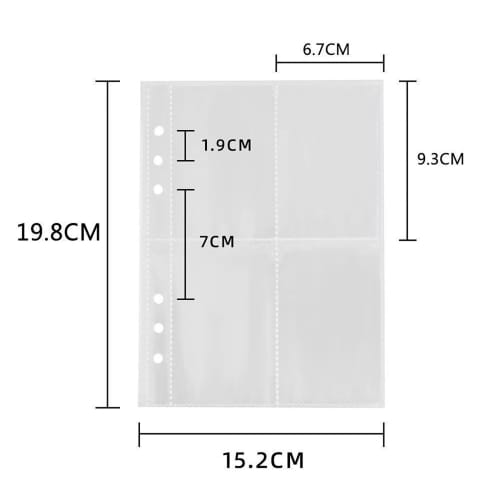 A5 6-Hole Trading Card File Storage Holder Clear File Binder Sleeve Card Trading Card Clear