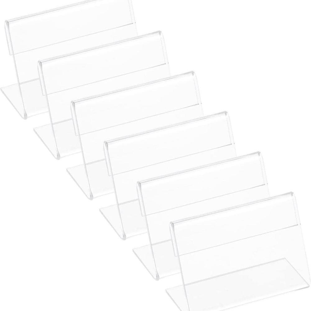 10Pcs L Shape Small Label Holder Acrylic Sign Card Stand New Price Tag Clip Stand
