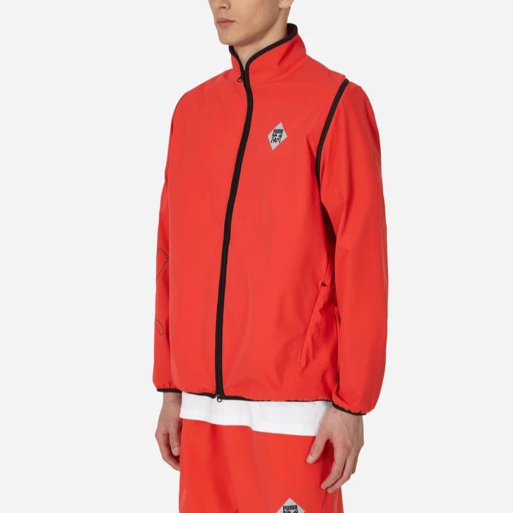 PUMA Solid Color Print Stand Collar Zip Sweatshirt Unisex Sweatshirt Red 538809-79