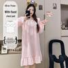 Cloud Cotton Sleep Dress: Long Sleeve Pink Pajamas for Girls - Spring/Autumn 2025