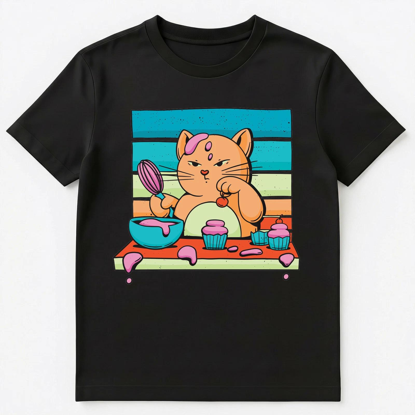 Cute Cat Baking Cupcakes Funny Gift For A Baker Unisex T-Shirt M