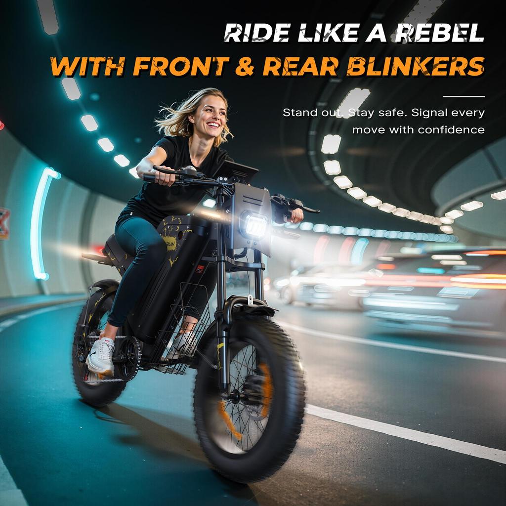 Elektrofahrrad VARUN 20" 1000W Motor Erwachsenen E-Bike 48V 20.8AH Höchstgeschwindigkeit 45 km/h Vollfederung 7 Gänge Zuladung 150 kg X-Plorer Raptor