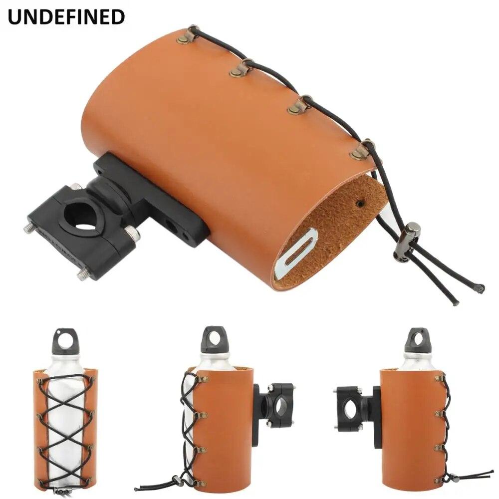 Motorrad-Getränkehalter aus Leder, 22–28 mm, Lenker, Getränkehalter, Kaffee-/Wasserflaschenhalterung, Ständer, Auto-Styling, Fahrräder, universell