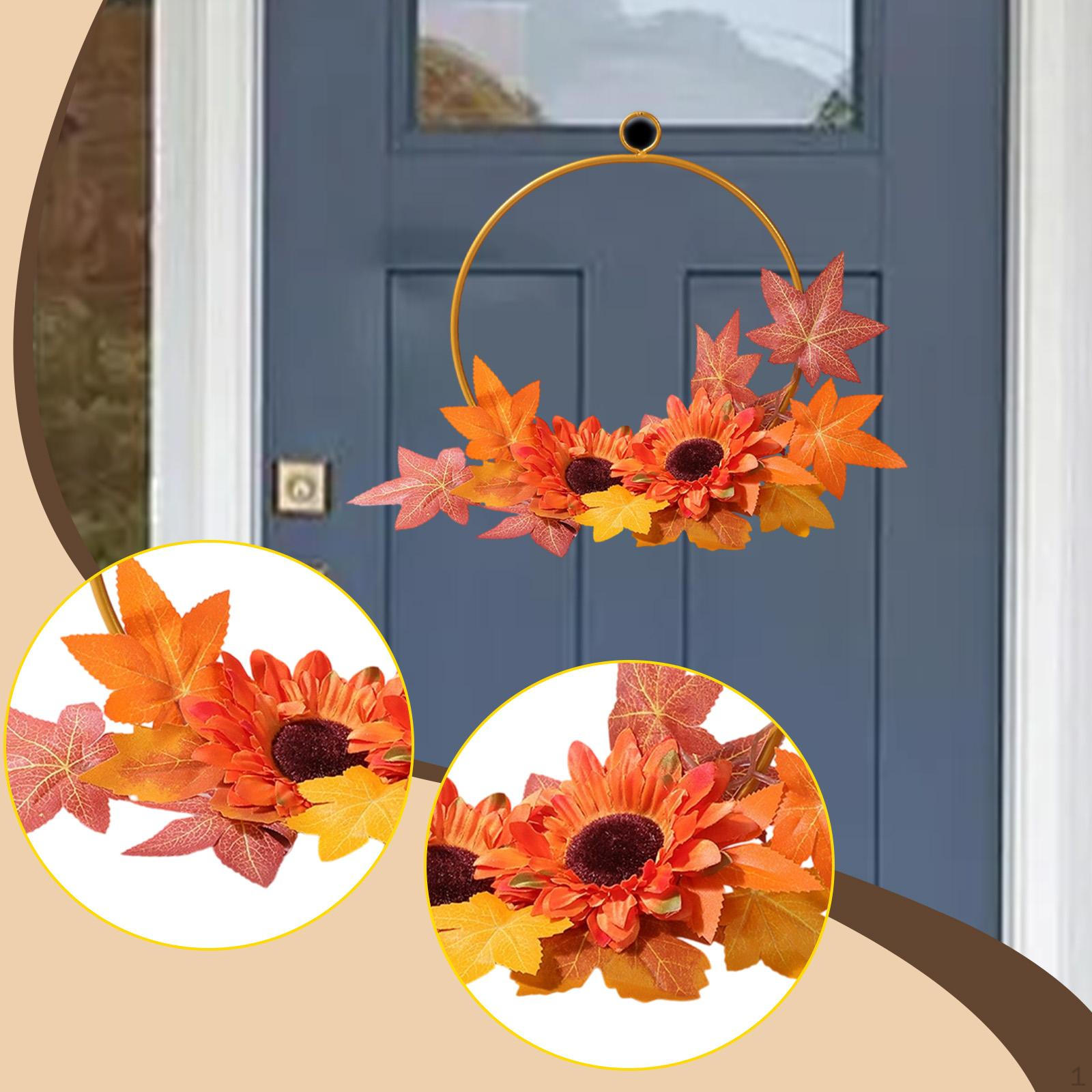 

Fall Wreath Floral Hoop Elegant Versatile Hanging Decor for Front Door Artificial Garland