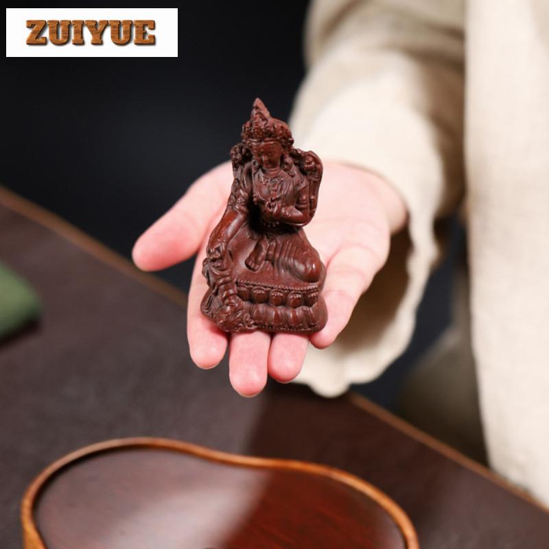1PCS Boutique Handmade Purple Clay Tea Pet Chinese Tare Buddha Statue Ornaments Tea Figurine Crafts Tea Set Room Decoration Gift