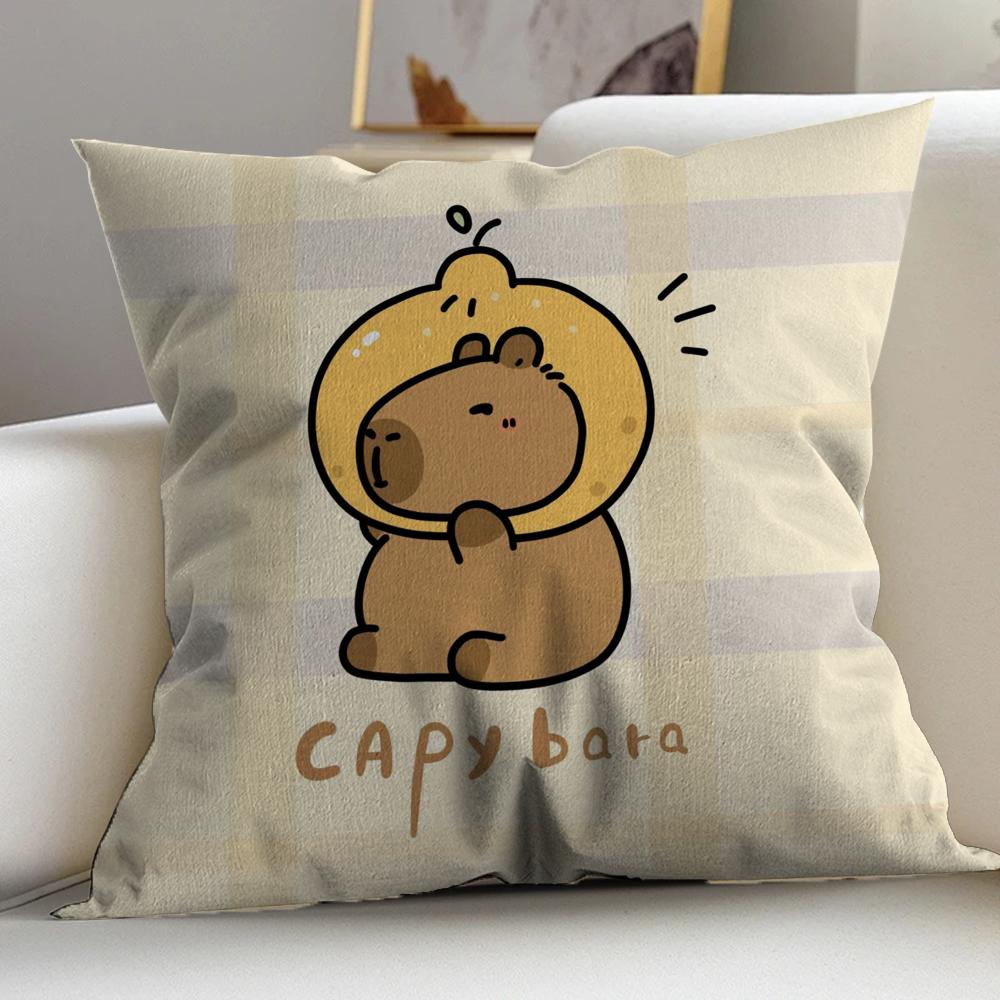 Cute Cartoon Capybara Cushion Cover Pillowcase Upholstery Sofa Throw Pillow Home Decor Pillowcas
