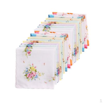20pcs Womens Vintage Floral Print Cotton Handkerchief Hanky Bulk Set