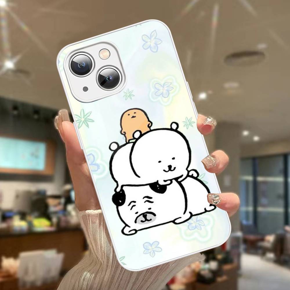 Cute White Joke Bear For IPhone 14 13 12 Mini 11 Pro XS Max X XR 14 Plus Tempered Glass Cover