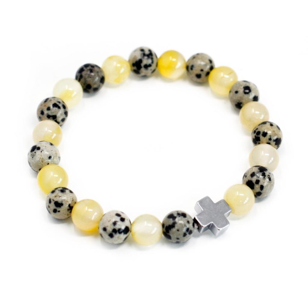Couple Bracelets 2-Pack Dalmatian Jasper Yellow Agate