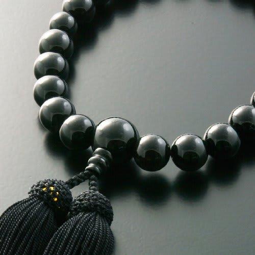 Kyoto Buddhist Altar Hayashi Men's Prayer Beads, Pure Silk with Black Onyx Tassel, Includes Prayer Bead Bag, M-058, Kyoto, Funeral, Suitable for All S