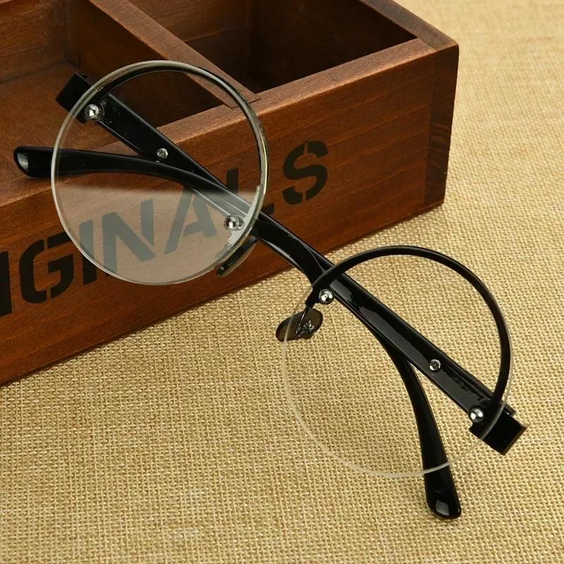 Natural Crystal Reading Glasses Anti Fatigue Round Brown Frame Trendy Retro Eyewear for Women HD Vision