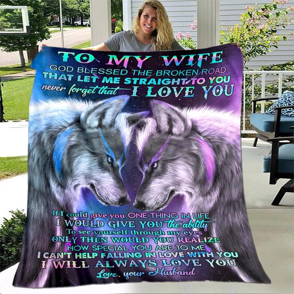 Tochterdecke, bedruckte Decke, Flanell, Sofa, „To My Daughter“-Decke, Löwe, Tiger, ich liebe dich, Mama, Papa, Wolf, Geschenke für die Tochter