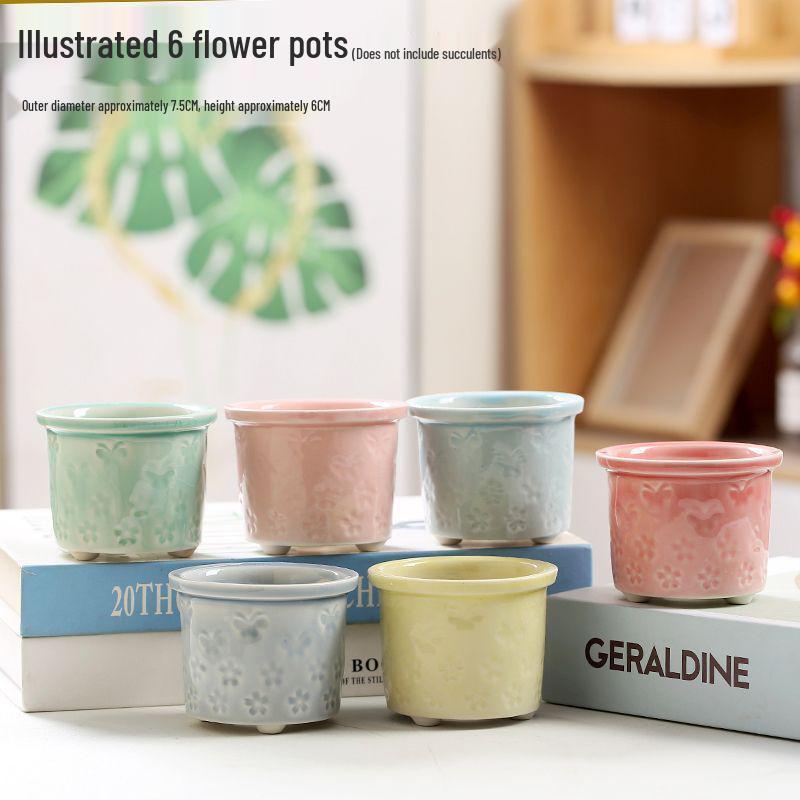 Creative Ceramic Butterfly Succulent Pot with Ice Crack Design - Breathable and Stylish Desktop Planter