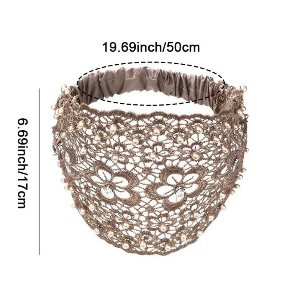 Modeaccessoire Kristallperle Blumengirlande Perlen Stirnbänder Spitze Atmungsaktiv Breite Stirnbänder Hohlmuster Dehnbar Turban Tägliches Tragen