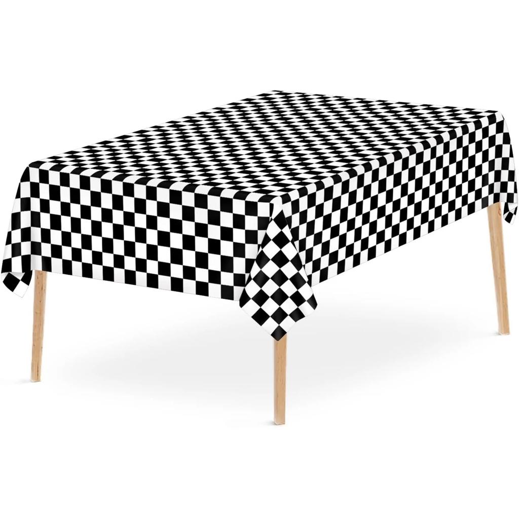15Pcs Thickened Camping Checkered Plastic Tablecloths Disposable Tablecloth Rectangular Waterproof Oilproof Portable Tablecloths