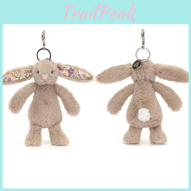 Plush Jellycat Rabbit Pendant With Floral Ear Design For Daily Bag Decoration