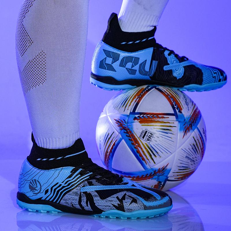 Men's High-top Sock Mouth Football Shoes Youth Sports Shoes Football Training Shoes Art Makeup Lawn Children Football Boots