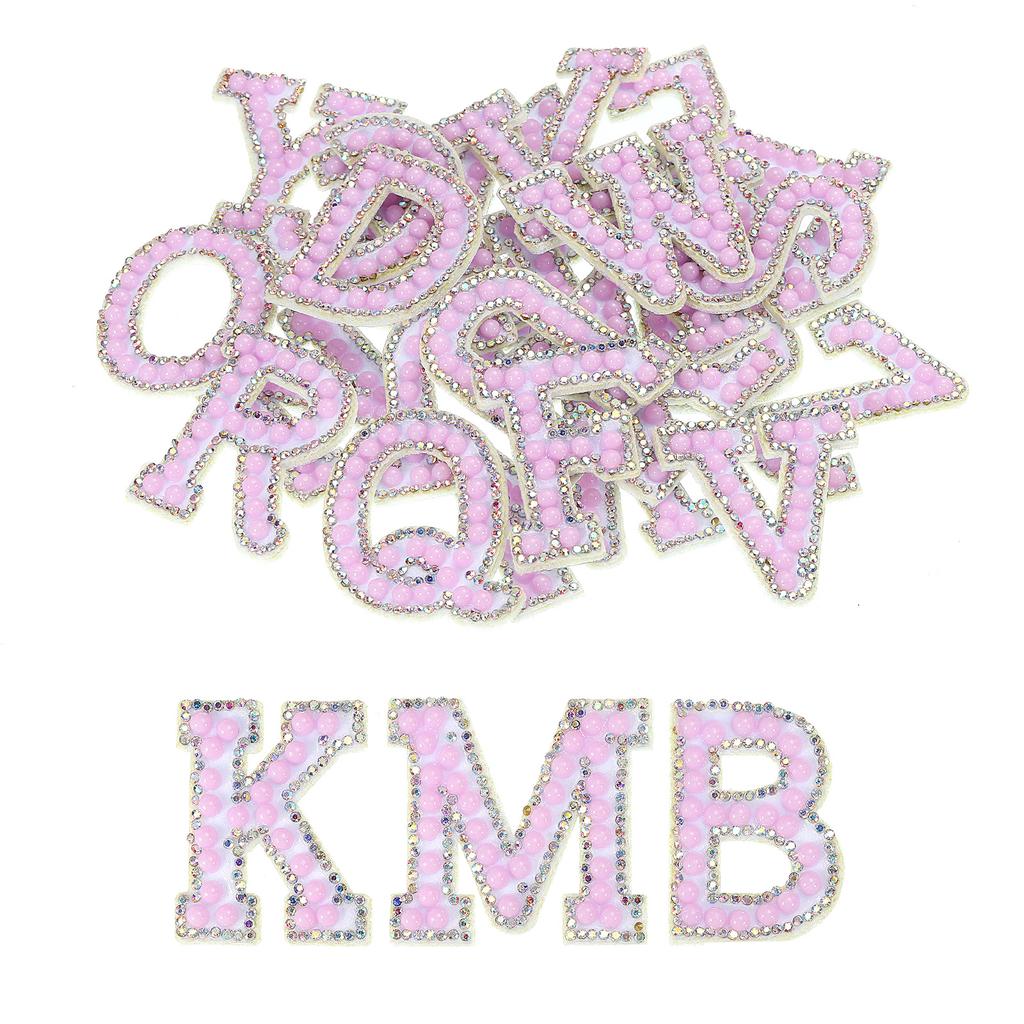 Iron On Patch Decorative A-Z Glitter Alphabet Applique Rhinestone English Letter for Handmade Bag Hat Jeans Clothes Applique DIY