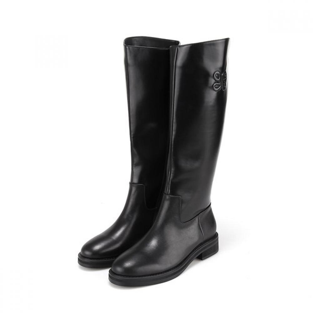 Barbara Basic Leather Embroidered Long Boots 4cm Bbh881bk 250mm