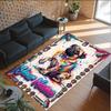 Pug Theme Crystal Velvet Floor Rug Personalized Custom Name Text Warm Carpet Home Decoration
