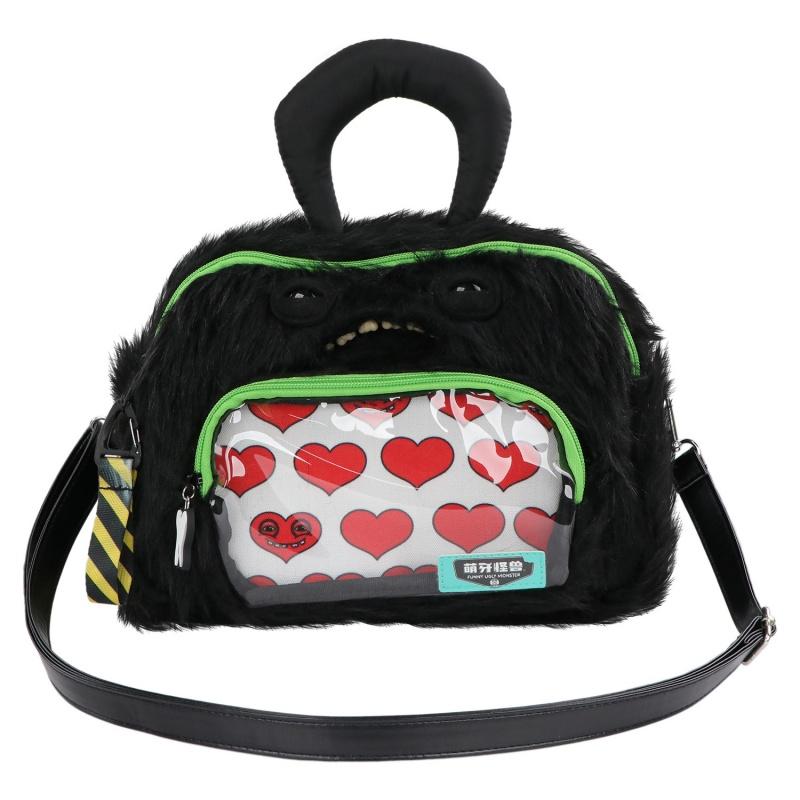 28cm Funny Ugly Monster Plush Messenger Handbag Cute Doll Anime Peripheral Crossbody Bag Birthday Gift For Kids